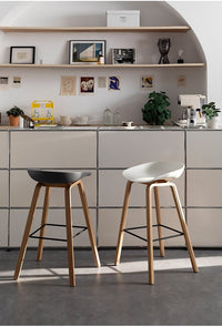 Thumbnail for Counter Kitchen Stool with PP Seat and Beech Wood Legs - Casatrail.com