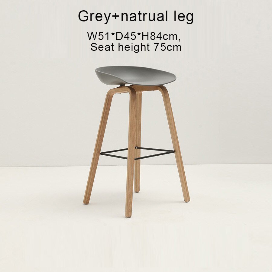 Counter Kitchen Stool with PP Seat and Beech Wood Legs - Casatrail.com