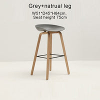 Thumbnail for Counter Kitchen Stool with PP Seat and Beech Wood Legs - Casatrail.com