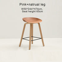 Thumbnail for Counter Kitchen Stool with PP Seat and Beech Wood Legs - Casatrail.com