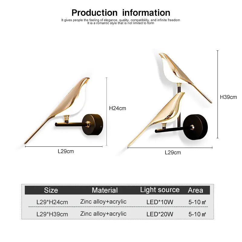 Creative Bird Rotatable LED Wall Lamp with Touch Switch - Casatrail.com