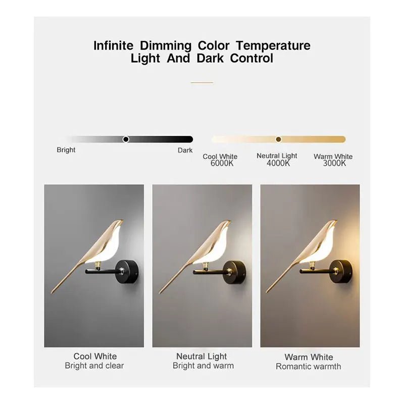 Creative Bird Rotatable LED Wall Lamp with Touch Switch - Casatrail.com