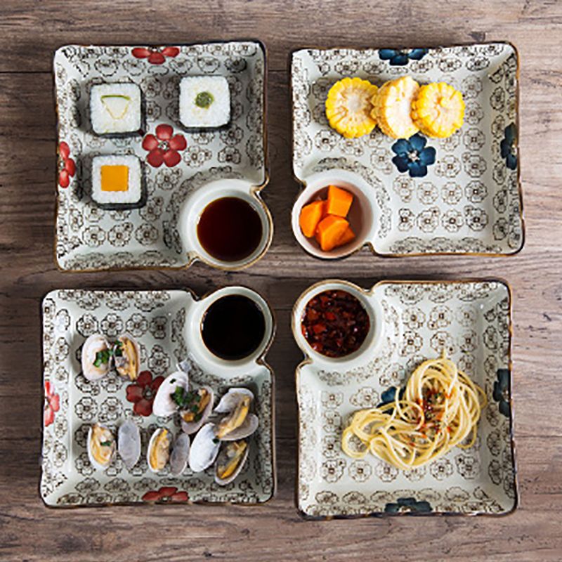 Creative Square Dumpling Plate with Divided Tray - Casatrail.com