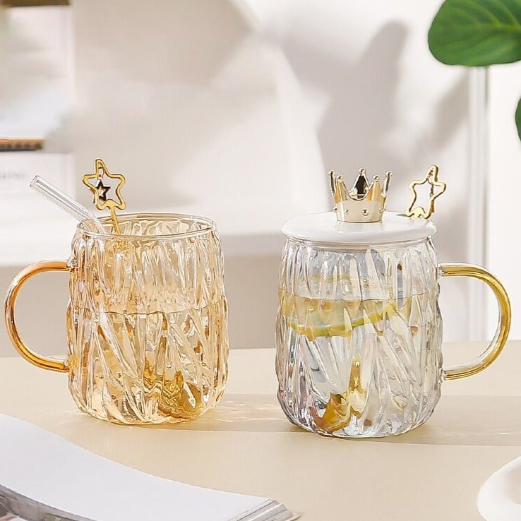 Crown Lid Mug Set - Heatproof Glass for Home Office - Casatrail.com