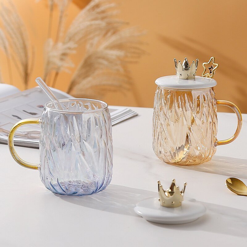 Crown Lid Mug Set - Heatproof Glass for Home Office - Casatrail.com