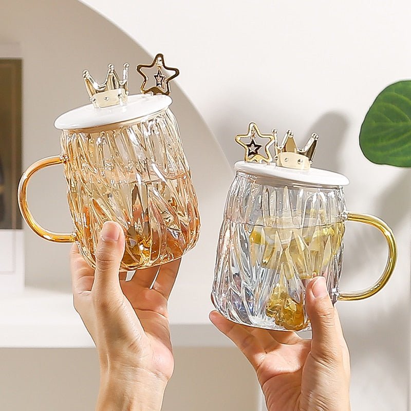 Crown Lid Mug Set - Heatproof Glass for Home Office - Casatrail.com