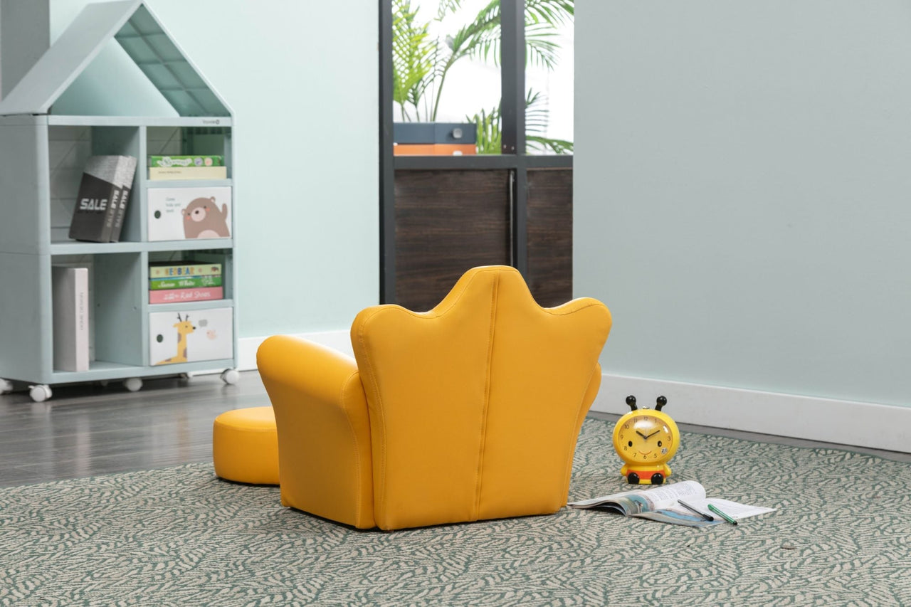 Crown Shaped Kids Plush Chair with Ottoman - Casatrail.com