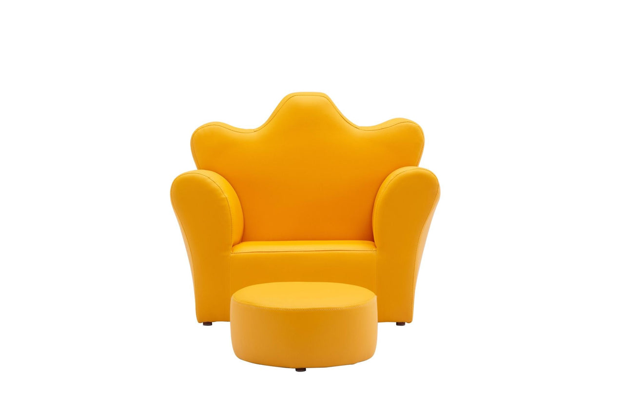 Crown Shaped Kids Plush Chair with Ottoman - Casatrail.com