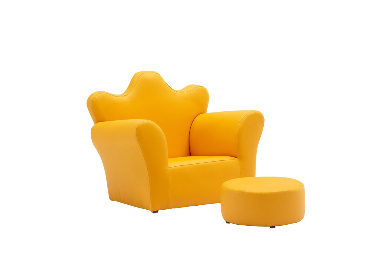 Crown Shaped Kids Plush Chair with Ottoman - Casatrail.com