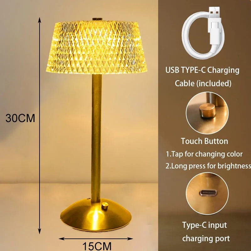 Crystal LED Rechargeable Table Lamp - Casatrail.com