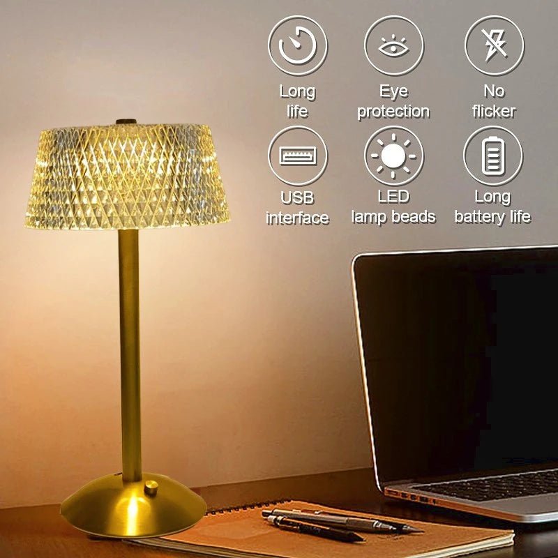 Crystal LED Rechargeable Table Lamp - Casatrail.com