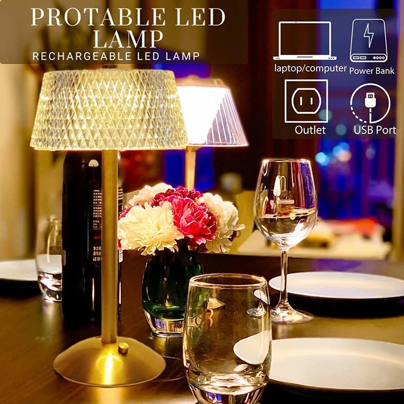 Crystal LED Rechargeable Table Lamp - Casatrail.com