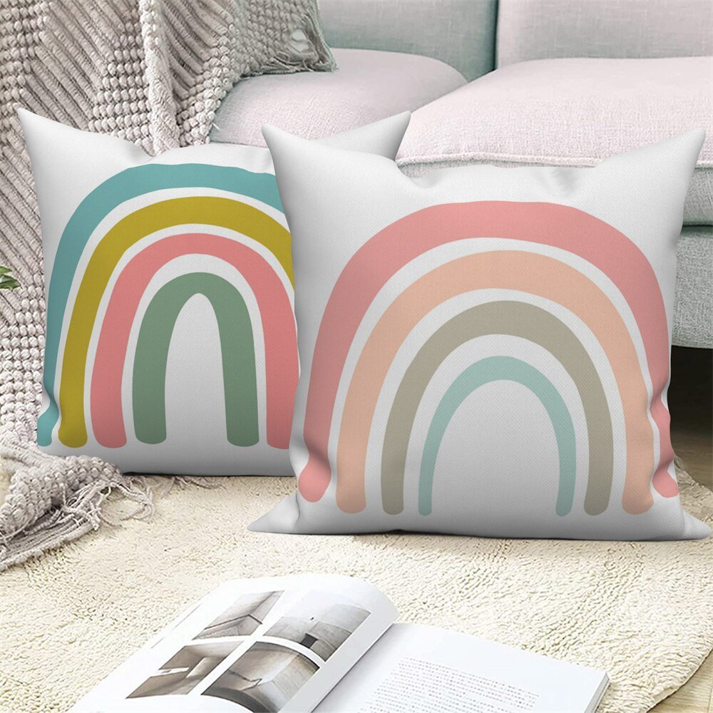 Customizable Rainbow Printing Cartoon Cushion Cover for Sofa - Casatrail.com