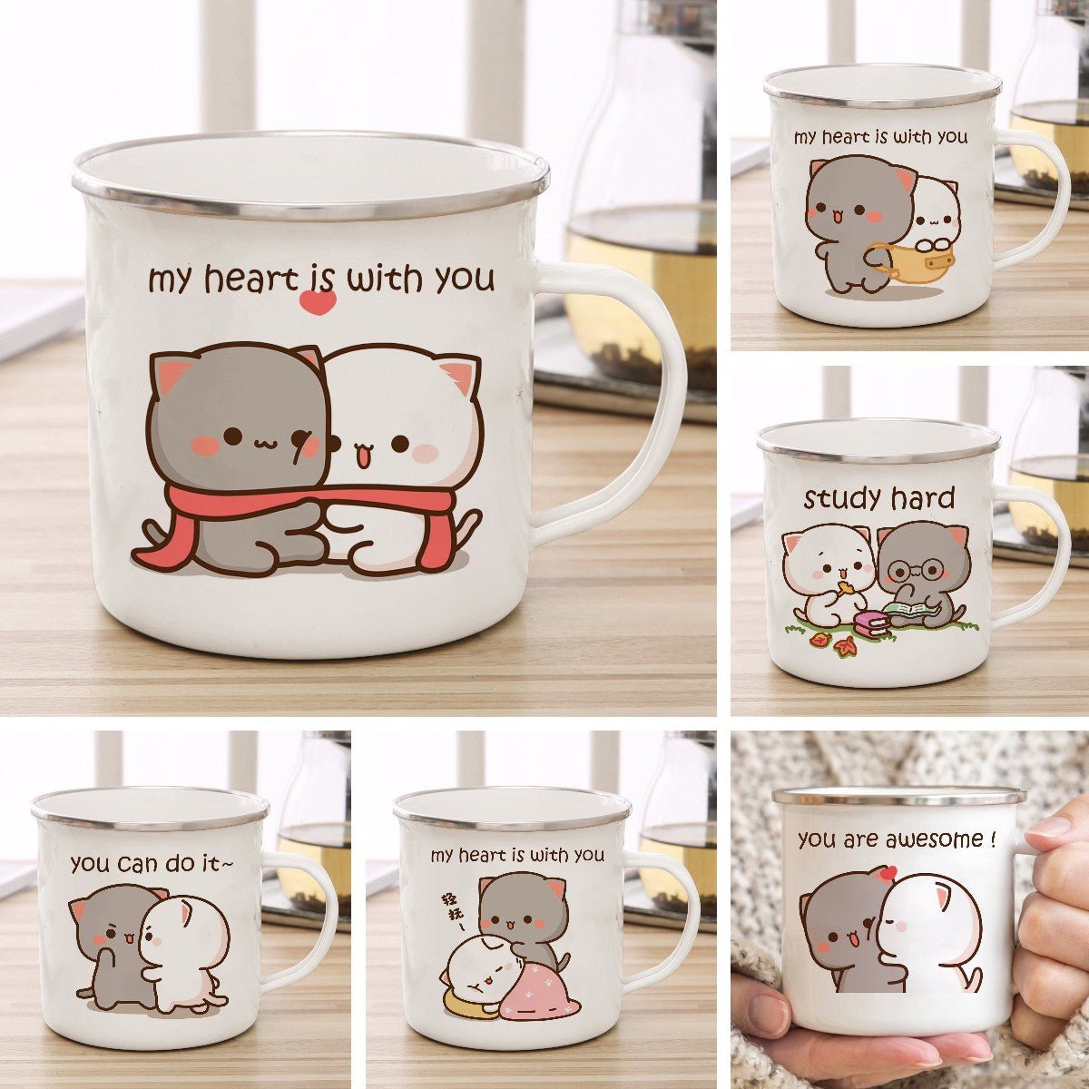 Cute Animal Enamel Cup for Coffee and Tea 360ml - Casatrail.com