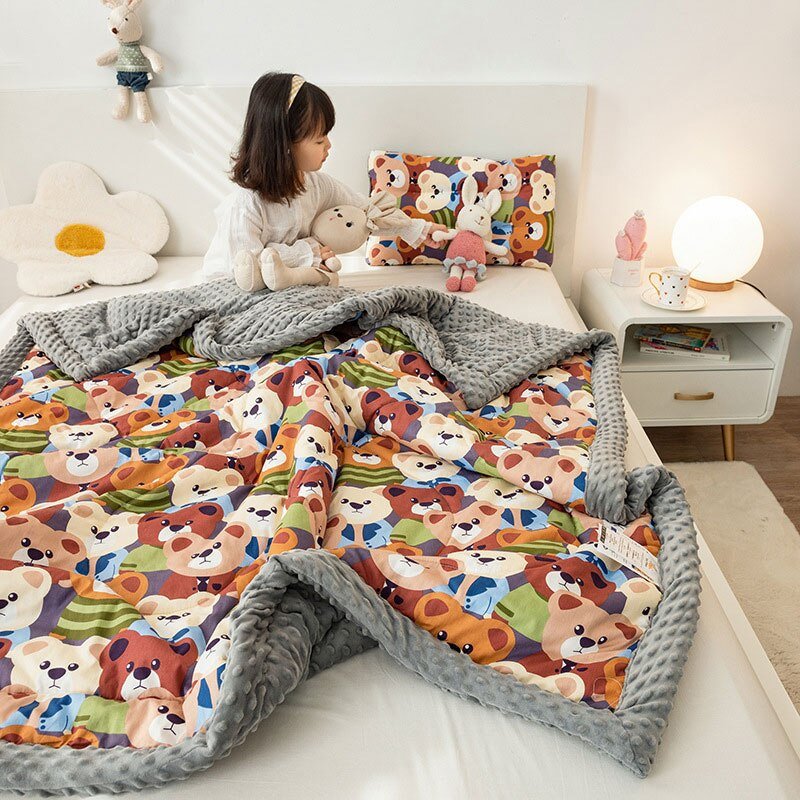 Cute Animal Print Double - Sided Thicken Warm Kids Blanket - Casatrail.com