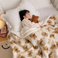 Thumbnail for Cute Bear Lamb Wool Blanket for Soft Warmth on Sofa - Casatrail.com