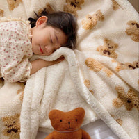 Thumbnail for Cute Bear Lamb Wool Blanket for Soft Warmth on Sofa - Casatrail.com