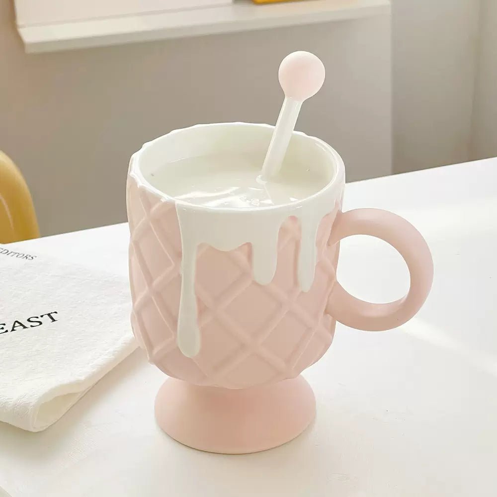 Cute Biscuit Design Coffee Cup with Saucer Set - Casatrail.com