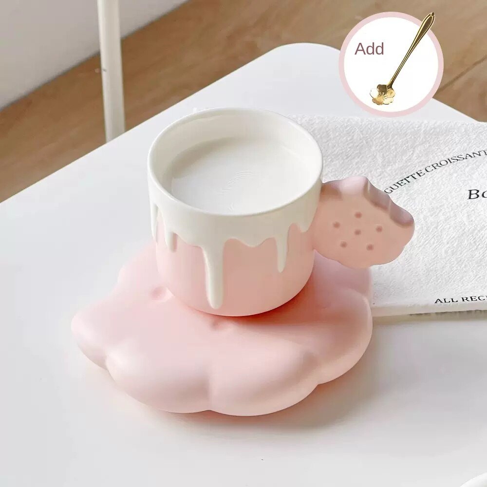 Cute Biscuit Design Coffee Cup with Saucer Set - Casatrail.com