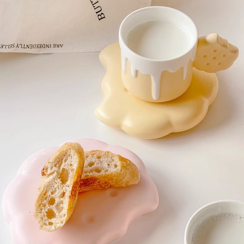 Cute Biscuit Design Coffee Cup with Saucer Set - Casatrail.com