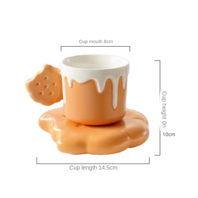 Cute Biscuit Design Coffee Cup with Saucer Set - Casatrail.com