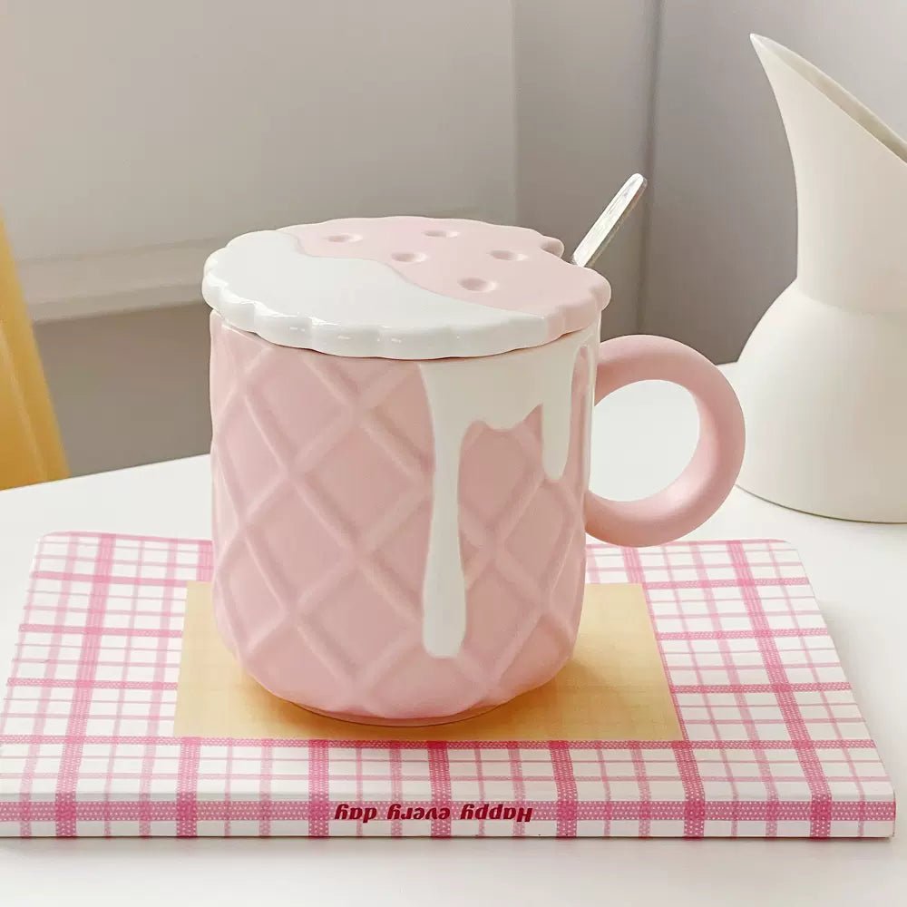 Cute Biscuit Design Coffee Cup with Saucer Set - Casatrail.com