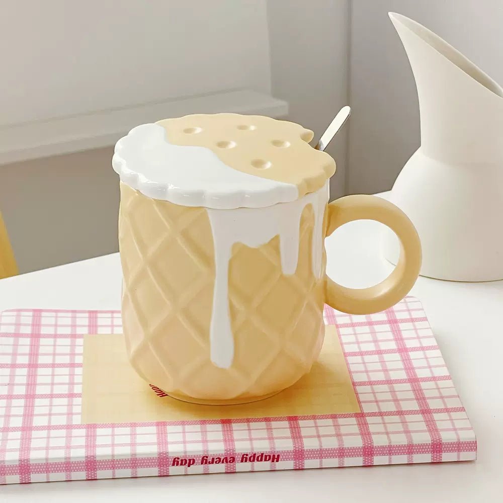 Cute Biscuit Design Coffee Cup with Saucer Set - Casatrail.com