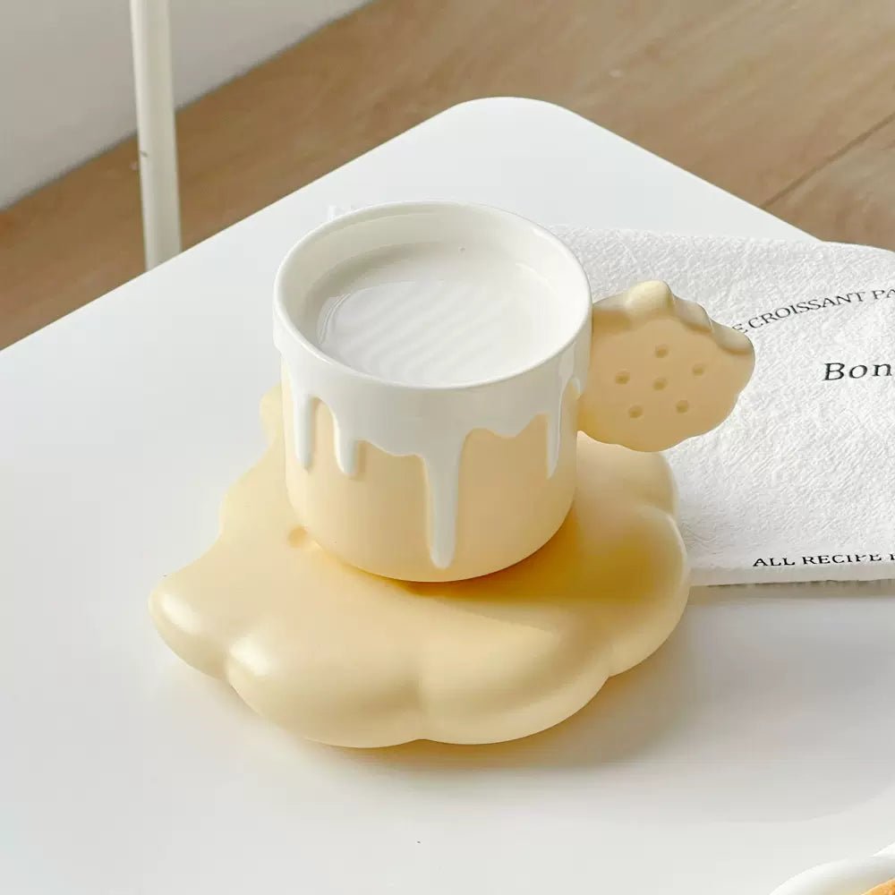 Cute Biscuit Design Coffee Cup with Saucer Set - Casatrail.com