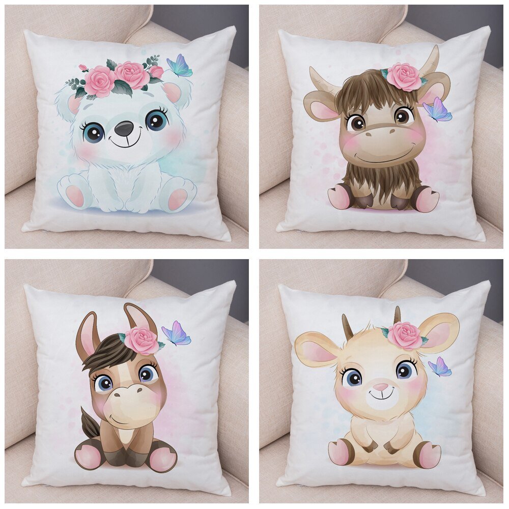 Cute Cartoon Animal Pillowcase - Decorative Cushion Cover - Casatrail.com