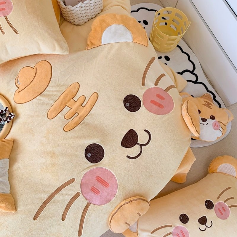 Cute Cartoon Tiger Applique Bedding Set - Casatrail.com