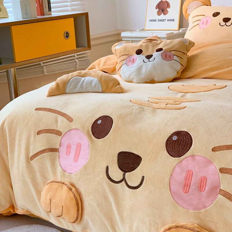 Cute Cartoon Tiger Applique Bedding Set - Casatrail.com