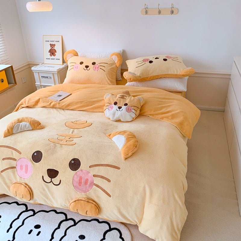 Cute Cartoon Tiger Applique Bedding Set - Casatrail.com