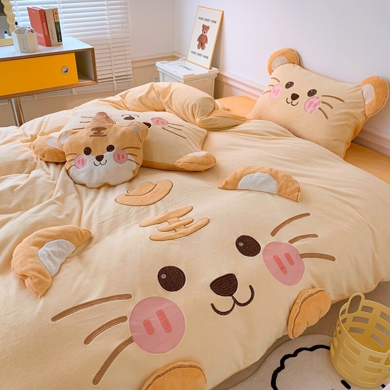 Cute Cartoon Tiger Applique Bedding Set - Casatrail.com