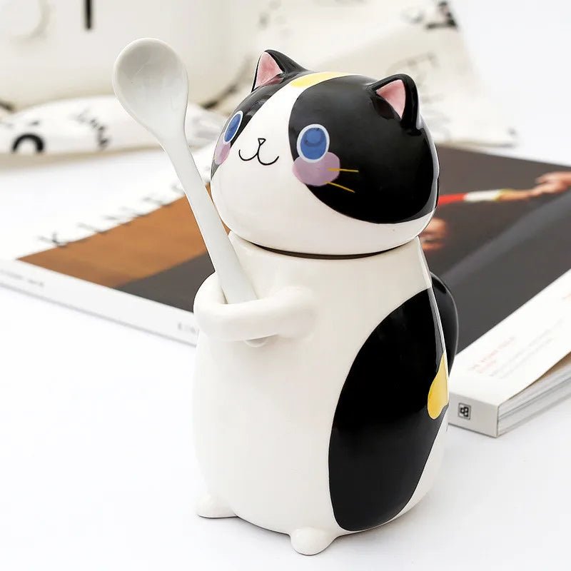 Cute Cat Ceramics Coffee Mug With Spoon - Casatrail.com