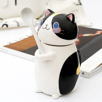 Thumbnail for Cute Cat Ceramics Coffee Mug With Spoon - Casatrail.com