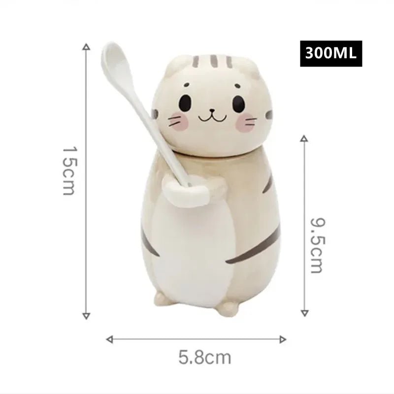 Cute Cat Ceramics Coffee Mug With Spoon - Casatrail.com