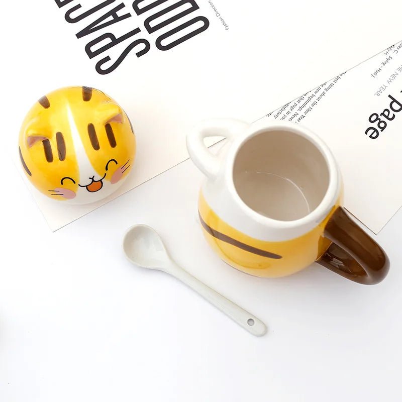 Cute Cat Ceramics Coffee Mug With Spoon - Casatrail.com