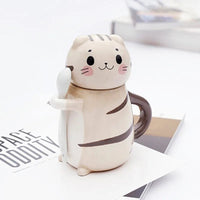 Thumbnail for Cute Cat Ceramics Coffee Mug With Spoon - Casatrail.com