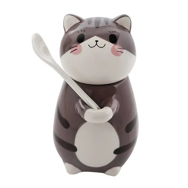 Cute Cat Ceramics Coffee Mug With Spoon - Casatrail.com