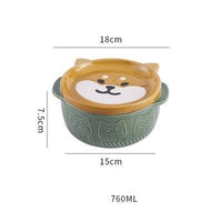 Thumbnail for Cute Ceramic Cat Dog Noodle Bowls with Lid - Casatrail.com