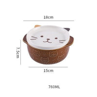 Thumbnail for Cute Ceramic Cat Dog Noodle Bowls with Lid - Casatrail.com