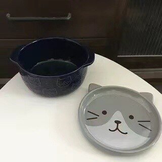 Cute Ceramic Cat Dog Noodle Bowls with Lid - Casatrail.com