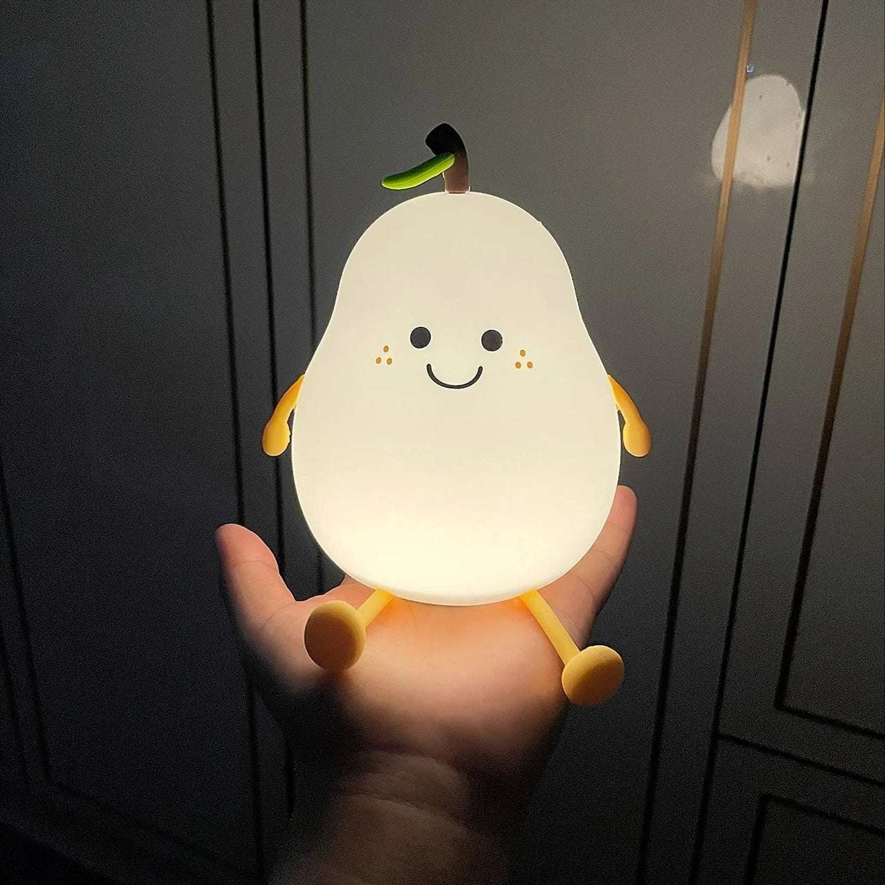 Cute Fruit Night Light Silicone Pear Lamp with USB Charging - Casatrail.com