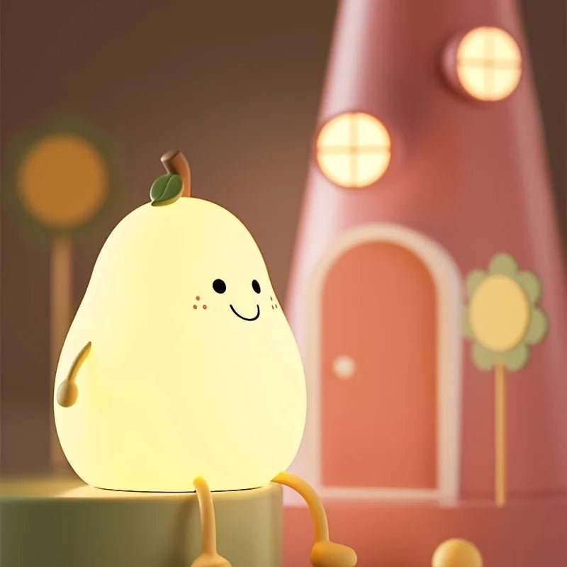 Cute Fruit Night Light Silicone Pear Lamp with USB Charging - Casatrail.com