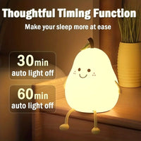 Thumbnail for Cute Fruit Night Light Silicone Pear Lamp with USB Charging - Casatrail.com