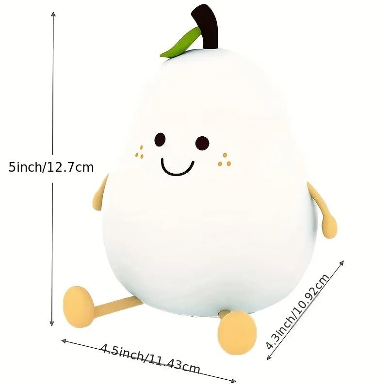 Cute Fruit Night Light Silicone Pear Lamp with USB Charging - Casatrail.com