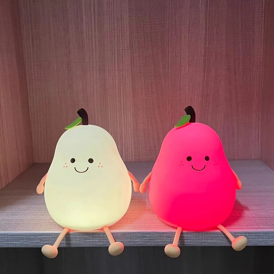 Cute Fruit Night Light Silicone Pear Lamp with USB Charging - Casatrail.com