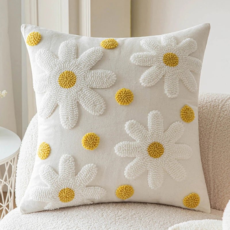 Cute Throw Pillow Cover For Sofa With Nordic Flower Design - Casatrail.com