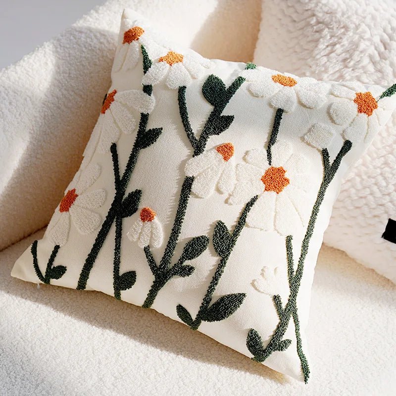 Cute Throw Pillow Cover For Sofa With Nordic Flower Design - Casatrail.com