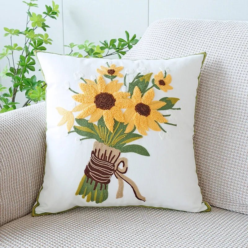 Cute Throw Pillow Cover For Sofa With Nordic Flower Design - Casatrail.com